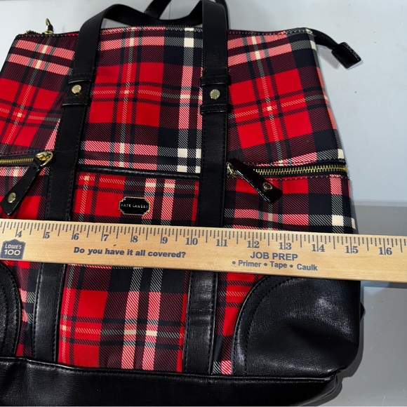 Kate Landry Red &‎ Black Plaid Backpack Shoulder Bag Purse  Moveable Straps - Picture 7 of 8